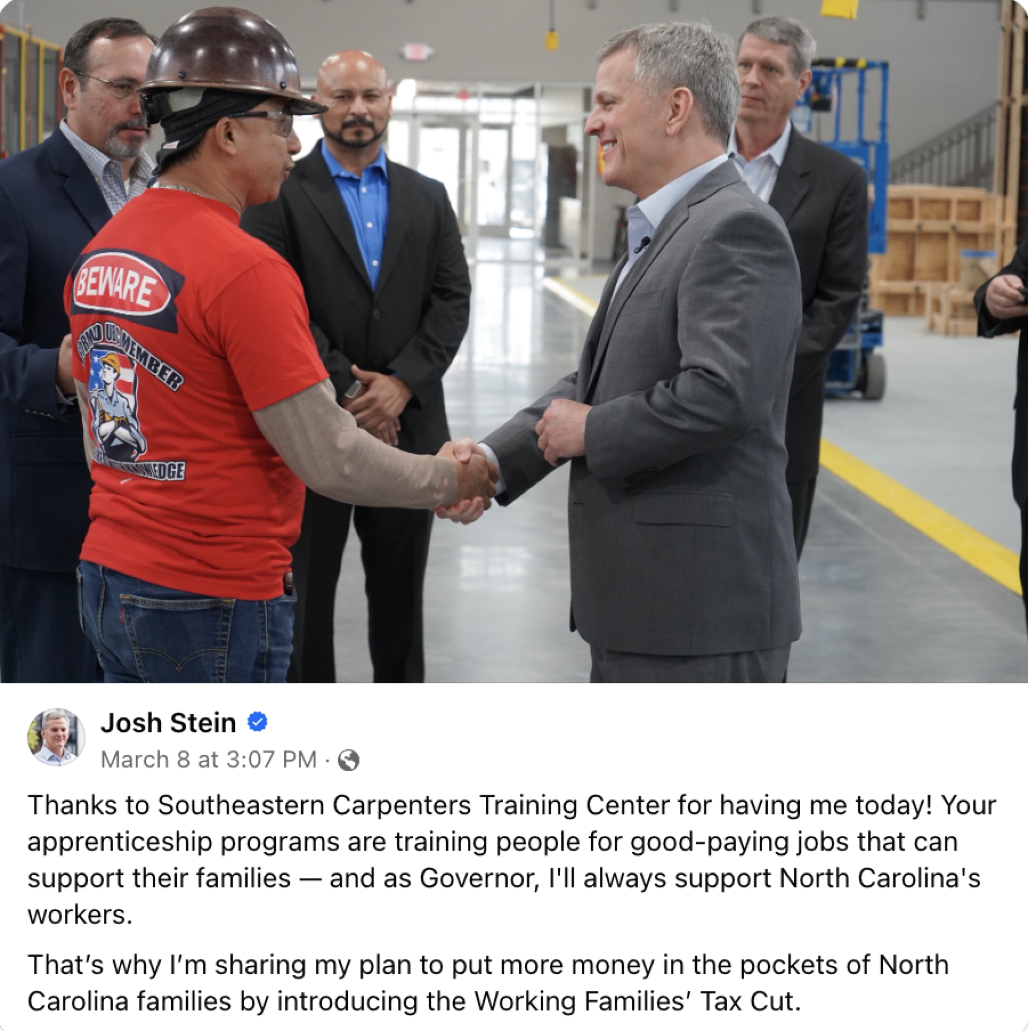 NC Gubernatorial Candidate Visits Charlotte Training Center